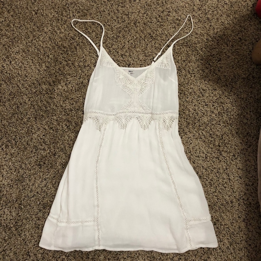 White a-line sundress with lace detail